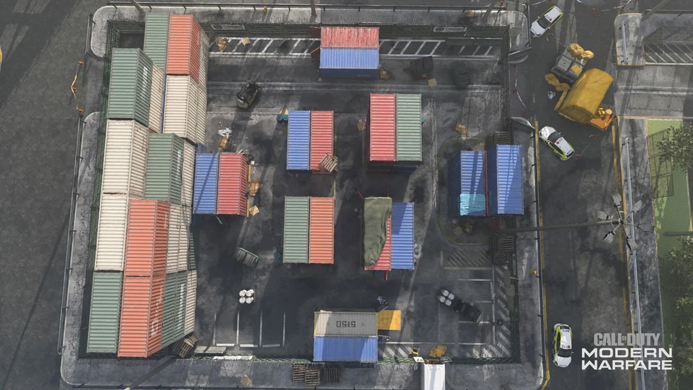 An overhead shot of Shipment from Modern Warfare 2019.